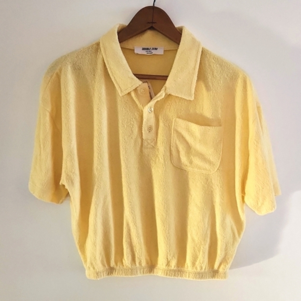 Yellow soft cropped t shirt with collar